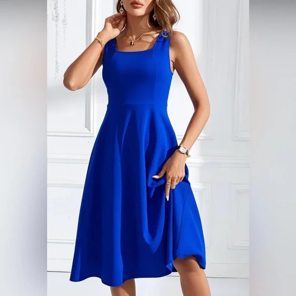 Elegant Blue Sleeveless Dress/ NWOT - Picture 5 of 5